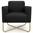 Ver imagem 1 de Poltrona Decorativa Isabella Base X Suede Preto/Dourado - Gran Belo