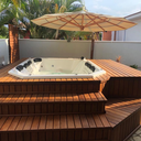 Ver imagem 2 de Ombrelone de Madeira C/ Floreira 3,0m Lateral Redondo - Creme