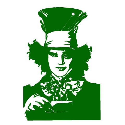 Adesivo Chapeleiro Louco Alice Decoração Parede Quarto Sala:Verde