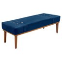 Ver imagem 4 de Kit Cabeceira e Calçadeira Recamier Queen 1,60m Gênova Suede Azul Marinho - Pallazio