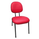 Ver imagem 1 de Cadeira Executiva Fixa Vermelho Pé Palito Estofada em Couro Sintético