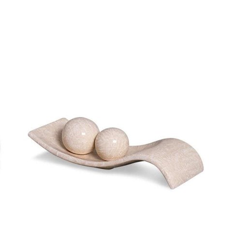 Centro De Mesa Com Esferas Em Cerâmica Bege Petra Safira