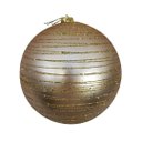 Ver imagem 7 de Kit 2 Bolas de Natal Grande Champanhe Fosca com Glitter Dourado Espiral 15cm Decorativa Premium