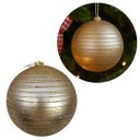 Ver imagem 5 de Kit 2 Bolas de Natal Grande Champanhe Fosca com Glitter Dourado Espiral 15cm Decorativa Premium