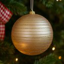 Ver imagem 2 de Kit 2 Bolas de Natal Grande Champanhe Fosca com Glitter Dourado Espiral 15cm Decorativa Premium