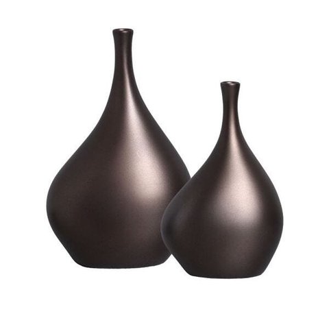 Vaso De Mesa Decoração Em Cerâmica Dupla Cristal Grafite Ônix