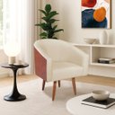 Ver imagem 1 de Poltrona Jade Decorativa Moderna Sala de Estar Quarto Escritório Conforto Corano Nozes e Bouclé Pés