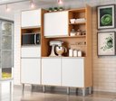 Ver imagem 1 de Cozinha Compacta Kit Isabel 5 Portas 1 Gaveta e Nicho P/ Microonda - Amendoa/branco Ajl