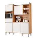 Ver imagem 2 de Cozinha Compacta Kit Isabel 5 Portas 1 Gaveta e Nicho P/ Microonda - Amendoa/branco Ajl
