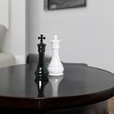 Ver imagem 4 de Peça Xadrez Rei e Rainha Decoração em Cerâmica Clássica Branca e Preta