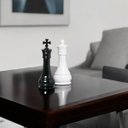 Ver imagem 7 de Peça Xadrez Rei e Rainha Decoração em Cerâmica Clássica Branca e Preta