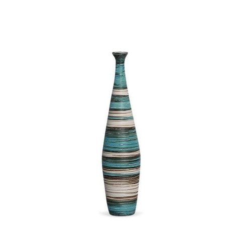 Vaso De Chão Para Sala Azul E Palha Faenza P Marrakesh