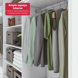 Guarda-roupa Casal com Espelho 3 Portas de Correr 6 Gavetas Spazio Glass Lopas - 7