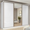 Ver imagem 1 de Guarda-roupa Casal com Espelho 3 Portas de Correr 6 Gavetas Spazio Glass Lopas