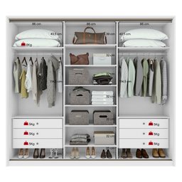Guarda-roupa Casal com Espelho 3 Portas de Correr 6 Gavetas Spazio Glass Lopas - 5
