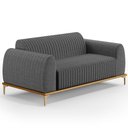 Ver imagem 1 de Sofá 3 Lugares para Sala de Estar Molino 210 Cm D02 Pés D'ouro Linho Cinza Escuro C-416 - Lyam