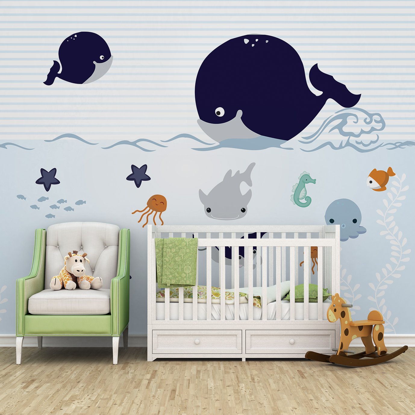 Papel de parede fundo do mar infantil para quarto de bebê VR47 - 2