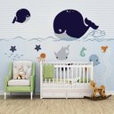 Ver imagem 2 de Papel de parede fundo do mar infantil para quarto de bebê VR47