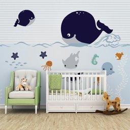 Papel de parede fundo do mar infantil para quarto de bebê VR47 - 2