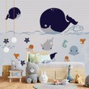 Ver imagem 4 de Papel de parede fundo do mar infantil para quarto de bebê VR47