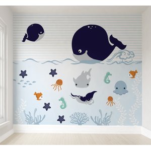 Papel de parede fundo do mar infantil para quarto de bebê VR47