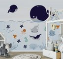 Ver imagem 3 de Papel de parede fundo do mar infantil para quarto de bebê VR47