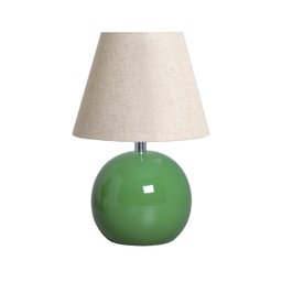 Abajur de Cerâmica Verde Bola com Cúpula de Tecido - 1