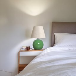 Abajur de Cerâmica Verde Bola com Cúpula de Tecido - 4