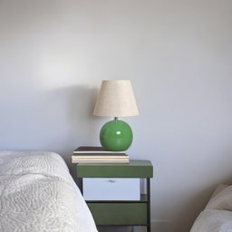 Abajur de Cerâmica Verde Bola com Cúpula de Tecido - 2