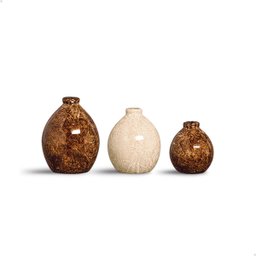 Trio Vaso Oasis Decoração em Cerâmica Marrom e Bege Petra - 1