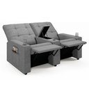 Ver imagem 2 de Poltrona do Papai Reclinável Sala de Cinema Palace 2 Lugares Manual Baú Usb Linho Cinza G23 Encantum