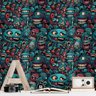 Papel de Parede Gamer 3d Cartoon Arte Azul Efeito Realista Geek Decorativo Quarto Sala Lavavel 6m - 5
