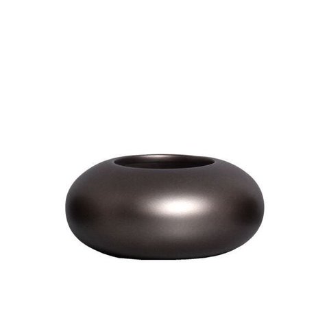Vaso De Mesa Pequeno Decoração Em Cerâmica Cachepot Redondo Grafite