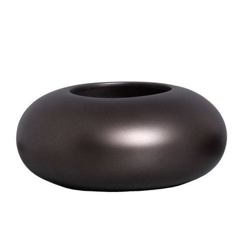 Vaso De Mesa Cachepot Redondo G De Cerâmica Grafite