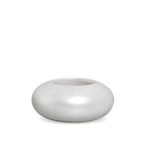 Vaso De Cerâmica Para Decoração De Sala Cachepot Redondo M Pérola