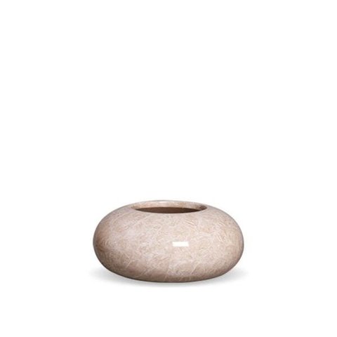 Vaso De Mesa Pequeno Bege Decoração Em Cerâmica Cachepot Redondo