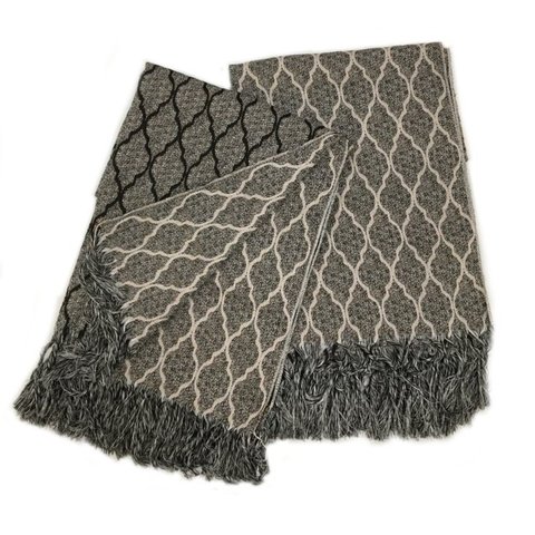 Xale Manta Para Sofá E Poltrona Luxo 2 Lugares Estampada Roma Preto