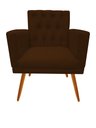 Ver imagem 3 de Kit Namoradeira + 2 Poltronas Decorativa Nina Capitonê Couro Marrom Pés Madeira Mz Decor