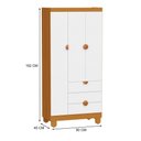 Ver imagem 3 de Guarda Roupa Apolo 3 Portas 3 Gavetas MDF Fosco Branco Fosco-Savana Reller Móveis