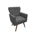Ver imagem 3 de Kit Namoradeira + 1 Poltrona Decorativa Aurora + Puff Redondo Suede Cinza Pés Madeira Mz Decor