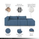 Ver imagem 3 de Sofá Versátil Sala de Estar Atlanta 298cm Modulado Linho Azul G52 - Gran Belo