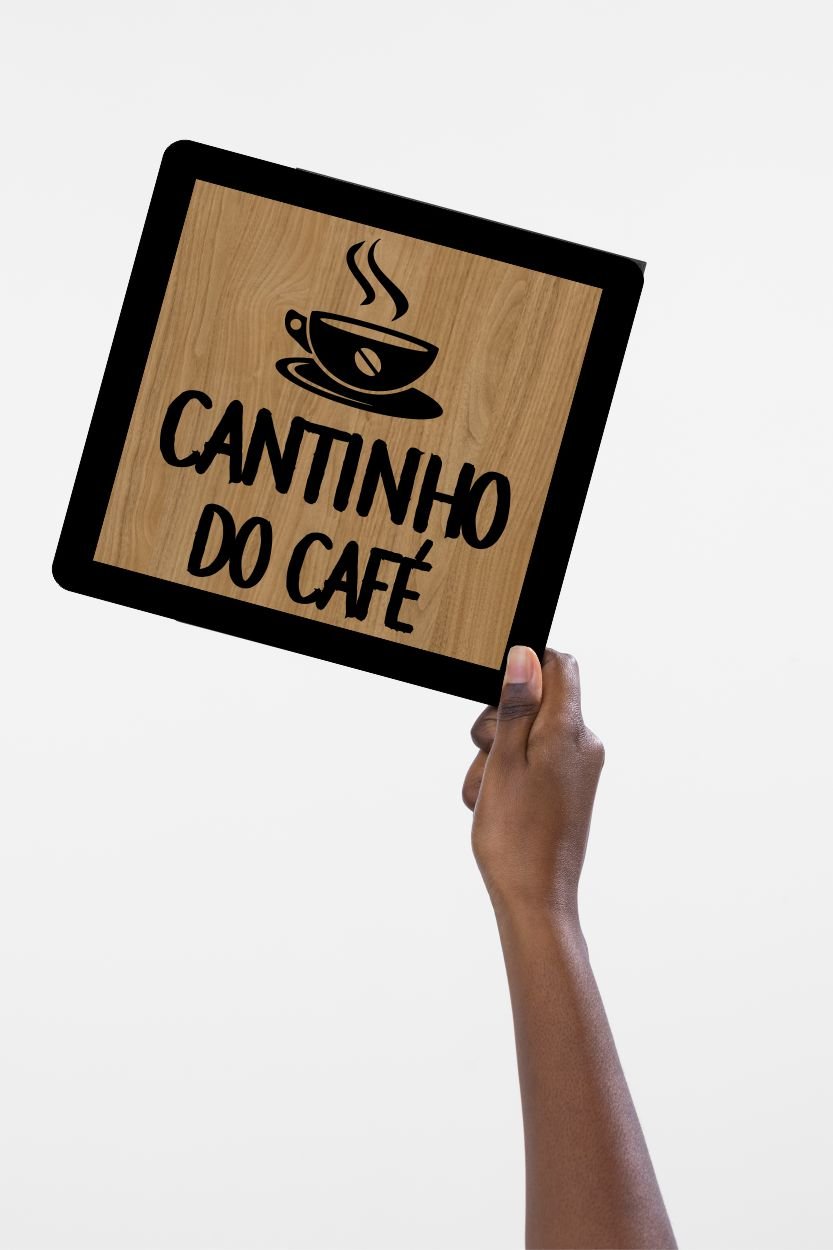 Placa Quadro Decorativo Cantinho do Café em Mdf 20x20cm Kit 3 - 6