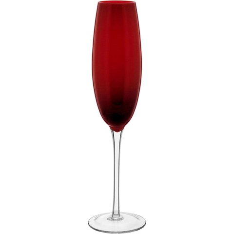 Jogo 2 Peças Taça de Vidro 230ml Vermelho 26x6x6cm Vinho Água Espumante Bar