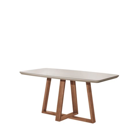 Mesa Benedicta com Vidro Natural Off White 180cm