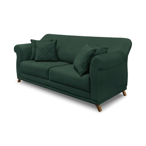 Sofá 2 Lugares Pé de Madeira Julieta 160 Cm Veludo Verde S04 - D'Rossi