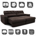 Ver imagem 3 de Sofá Retrátil e Reclinável 2,35m Molas Ensacadas Cama inBox Style Thermo Gel Linho Marrom