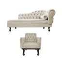 Ver imagem 2 de Kit Diva Recamier Diana 140cm Lado Esquerdo e 01 Poltrona Classic Linho - Doce Sonho Móveis RECAMIER