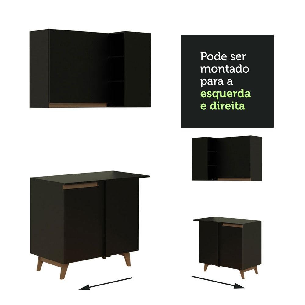 Armário de Cozinha Completa de Canto 332cm Preto Reims Madesa 03 - 10