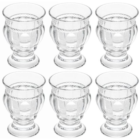 Jogo 6 Mini Vasos Cachepots Decorativos Vidro Cristal 7x10cm Diamante Lyor Pequeno