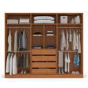 Ver imagem 3 de Guarda-roupa Valência 6 Portas 4 Gavetas com Espelho Freijó/cinza - Politorno